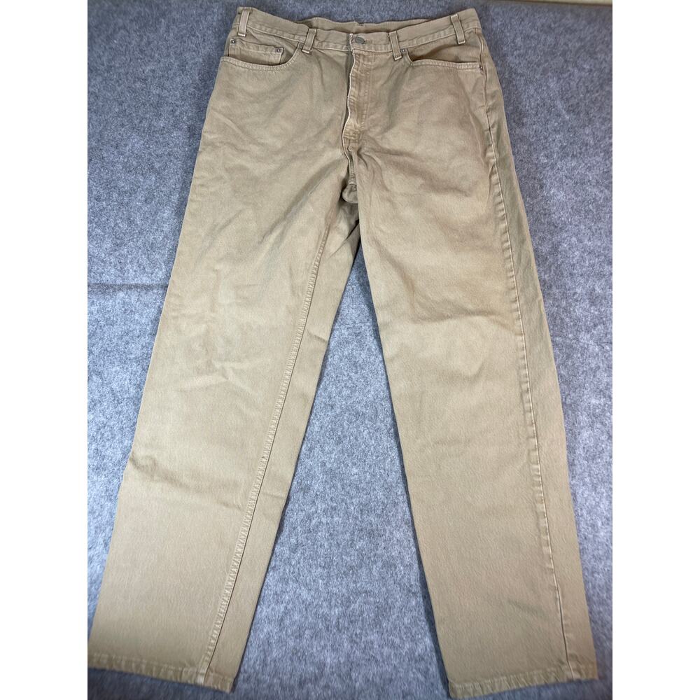 Vintage 80s Levis 550 Relaxed Straight Jeans Mens 35x31 Khaki Red Tab Grunge USA - Picture 1 of 7